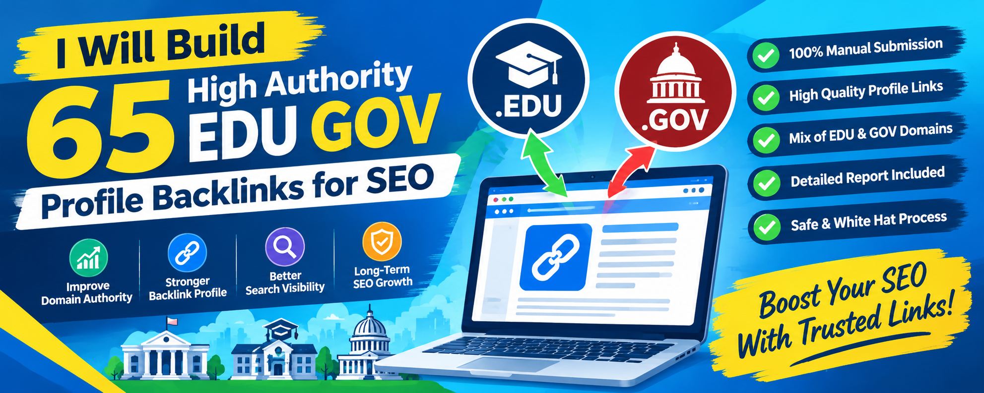 I Will Build 65 High Authority EDU GOV Profile Backlinks