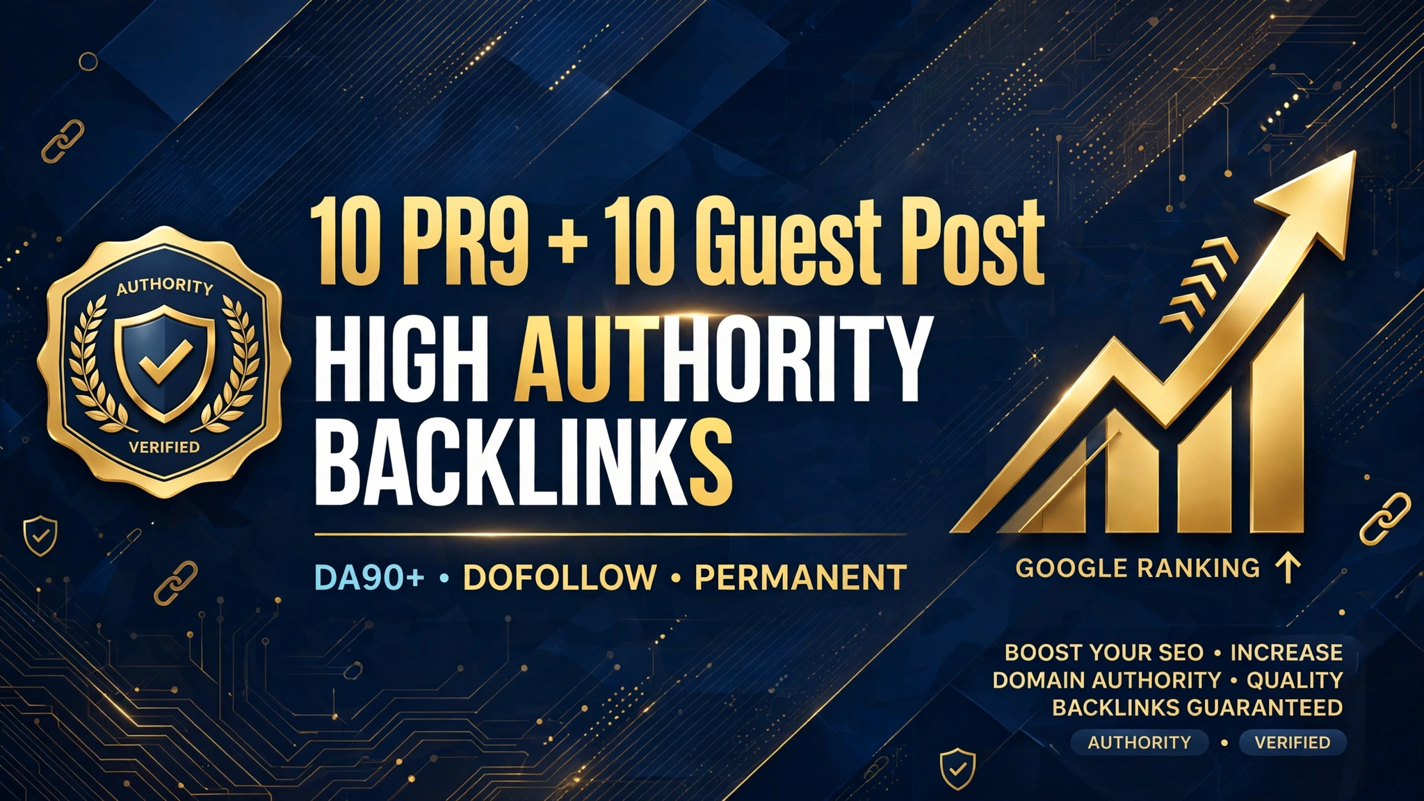 I Will Do 20 High Authority Backlinks - 10 PR9 + 10 Guest Post SEO Link Building